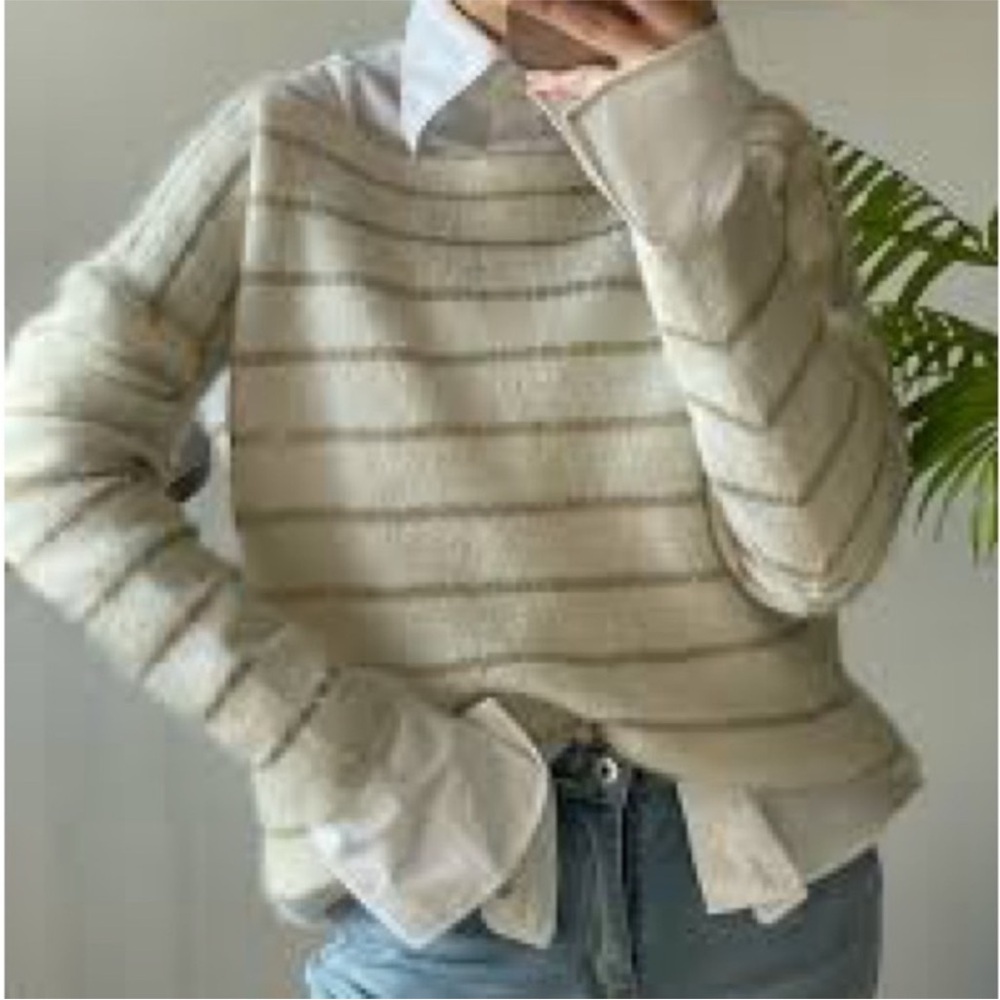 NWT Sezane Gold Striped Sweater